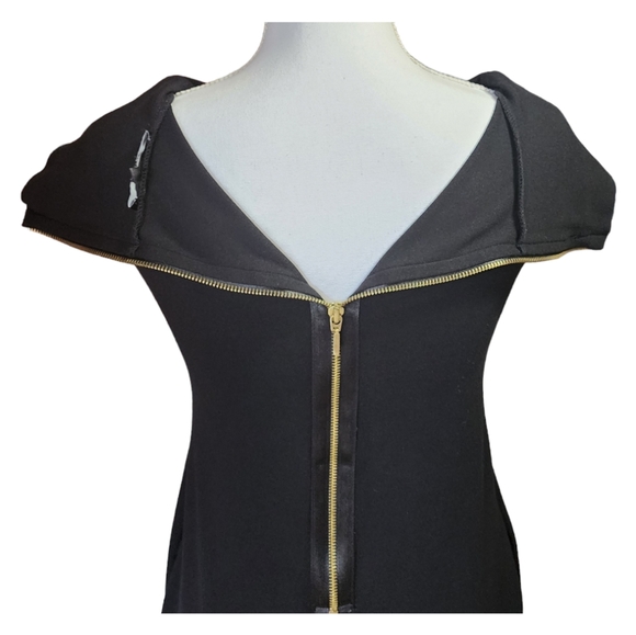 Express Women's Black Dress, Capped Sleeve, Turtle Neck, Gold Zipper,Size XS - Picture 13 of 16